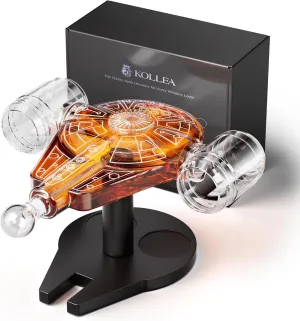 Kollea Fathers Day Birthday Gifts for Men Dad, Galaxy Spaceship Whiskey Decanter Sets for Men, Spacecraft Limited Edition, 2 Funny Shot Glasses, Unique Guys Brother Gift Ideas, Liquor Decanter for Bar