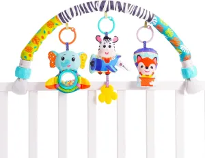 Koty Baby Stroller Arch Toy - Car Seat Toys for babies 0-6 months,Activity Arch toy with Play Accessories, Sensory Travel Crib Bouncer Bassinet Toys for Toddler Boy Girl 0 3 6 9 12 24 Months (Aminial)