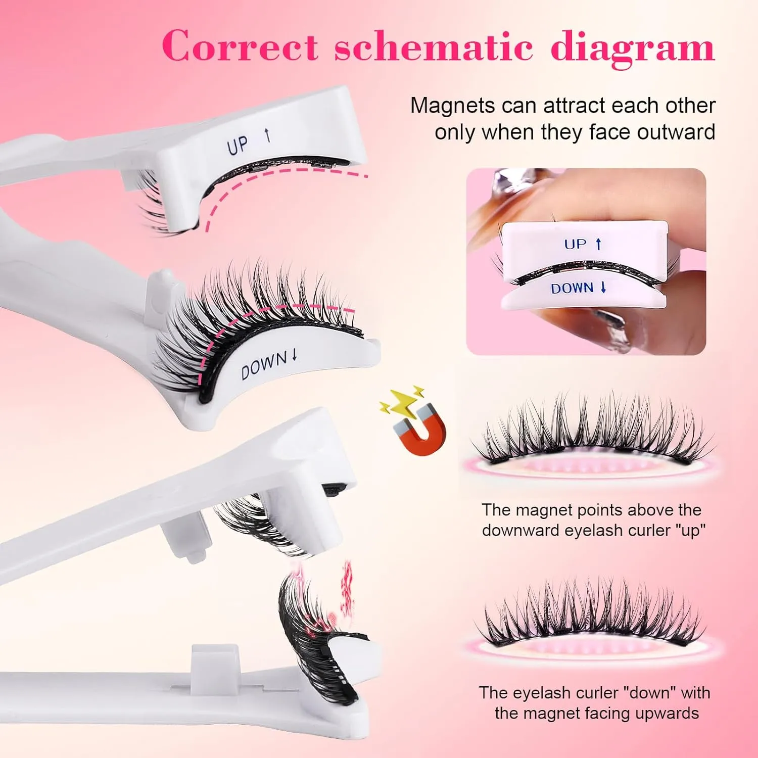 KS01-4 Newly Upgraded Soft Magnetic Eyelashes - Natural Look, Reusable with Applicator, Glue-Free Magnetic Lashes Kit for Effortless Wear & Removal (2 Pair)