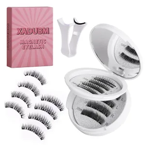 KS01-4 Newly Upgraded Soft Magnetic Eyelashes - Natural Look, Reusable with Applicator, Glue-Free Magnetic Lashes Kit for Effortless Wear & Removal (2 Pair)