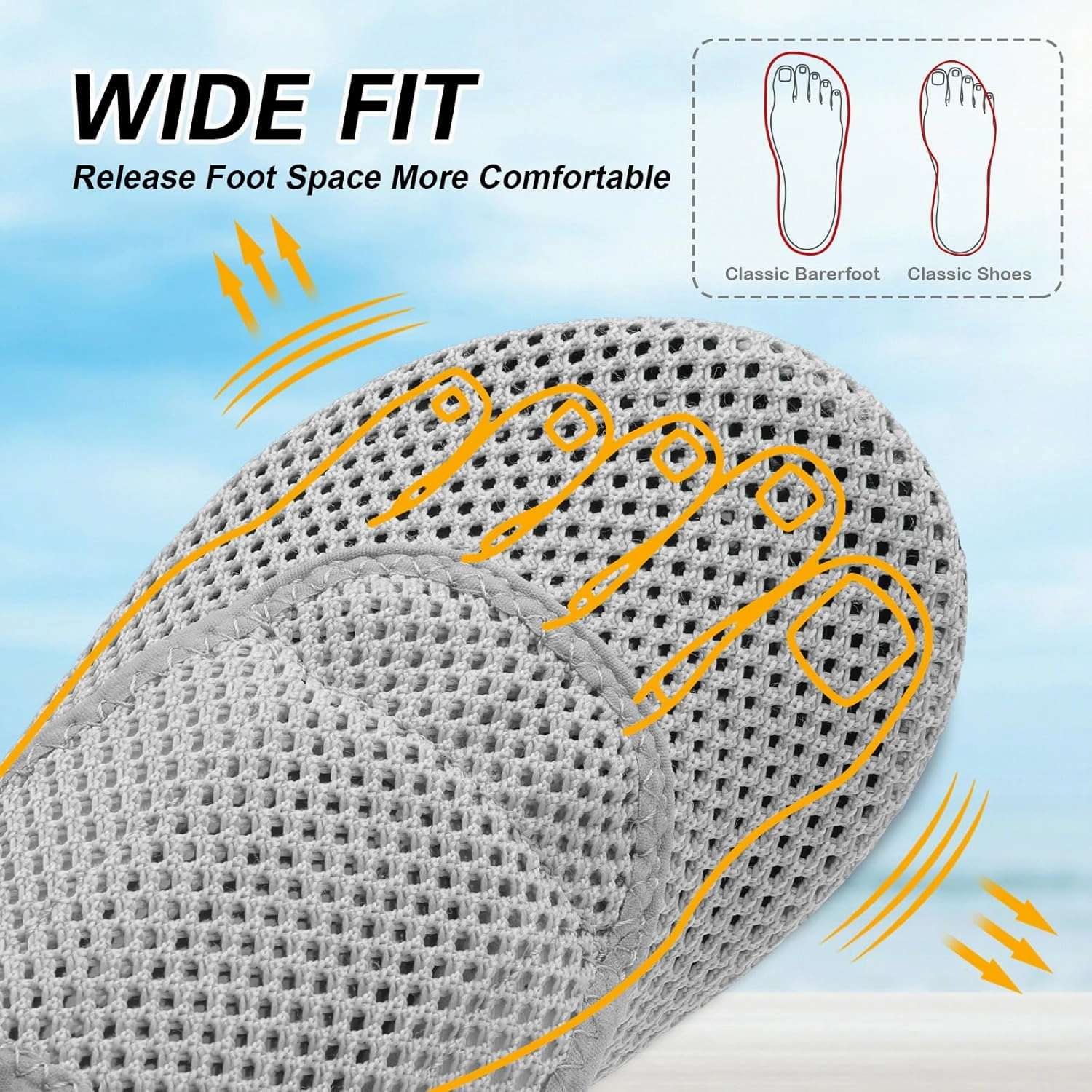 L-RUN Womens Mens Water Shoes Wide Toe Barefoot Swim Shoes for Beach Pool Sand Yoga Quick Dry Adluts Aqua Sock Non Slip