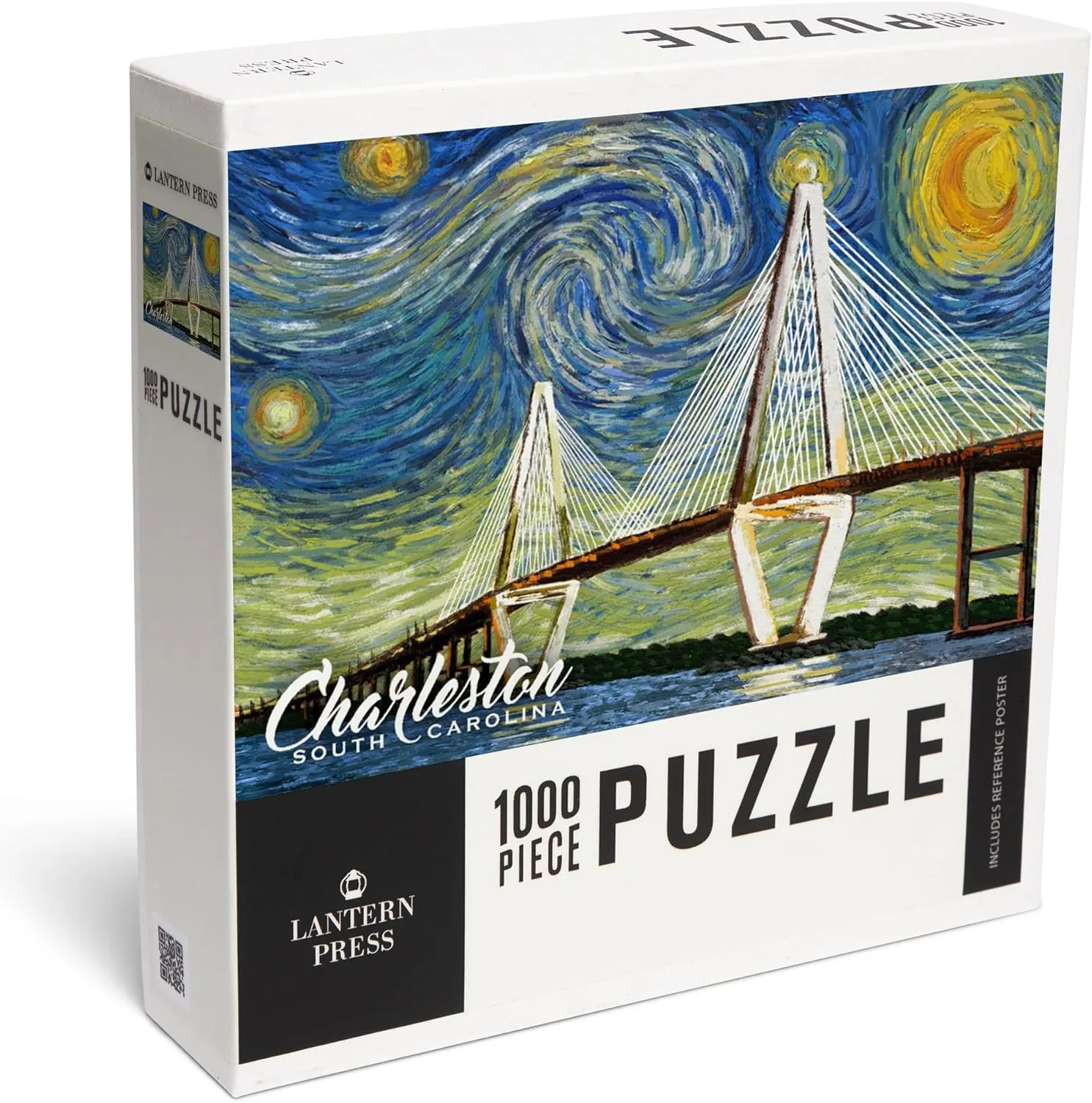 Lantern Press 1000 Piece Jigsaw Puzzle, Charleston, South Carolina, Starry Night, Bridge