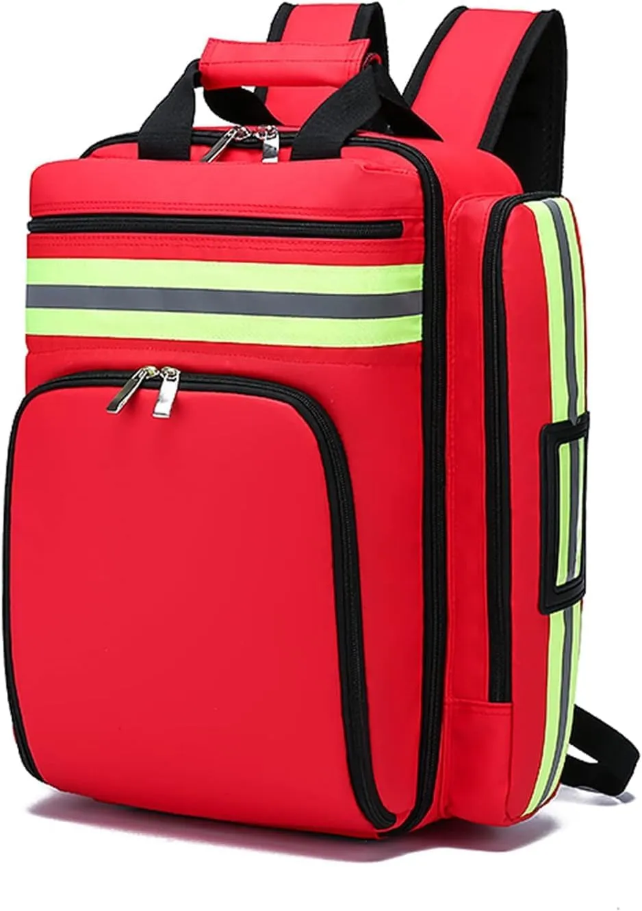 Large Capacity First Aid Responder Bag Empty, Professional Supplies Haversack Bag First Aid Kits Bag with Inner Dividers(Red)