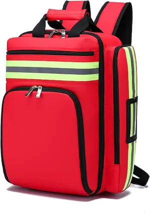 Large Capacity First Aid Responder Bag Empty, Professional Supplies Haversack Bag First Aid Kits Bag with Inner Dividers(Red)