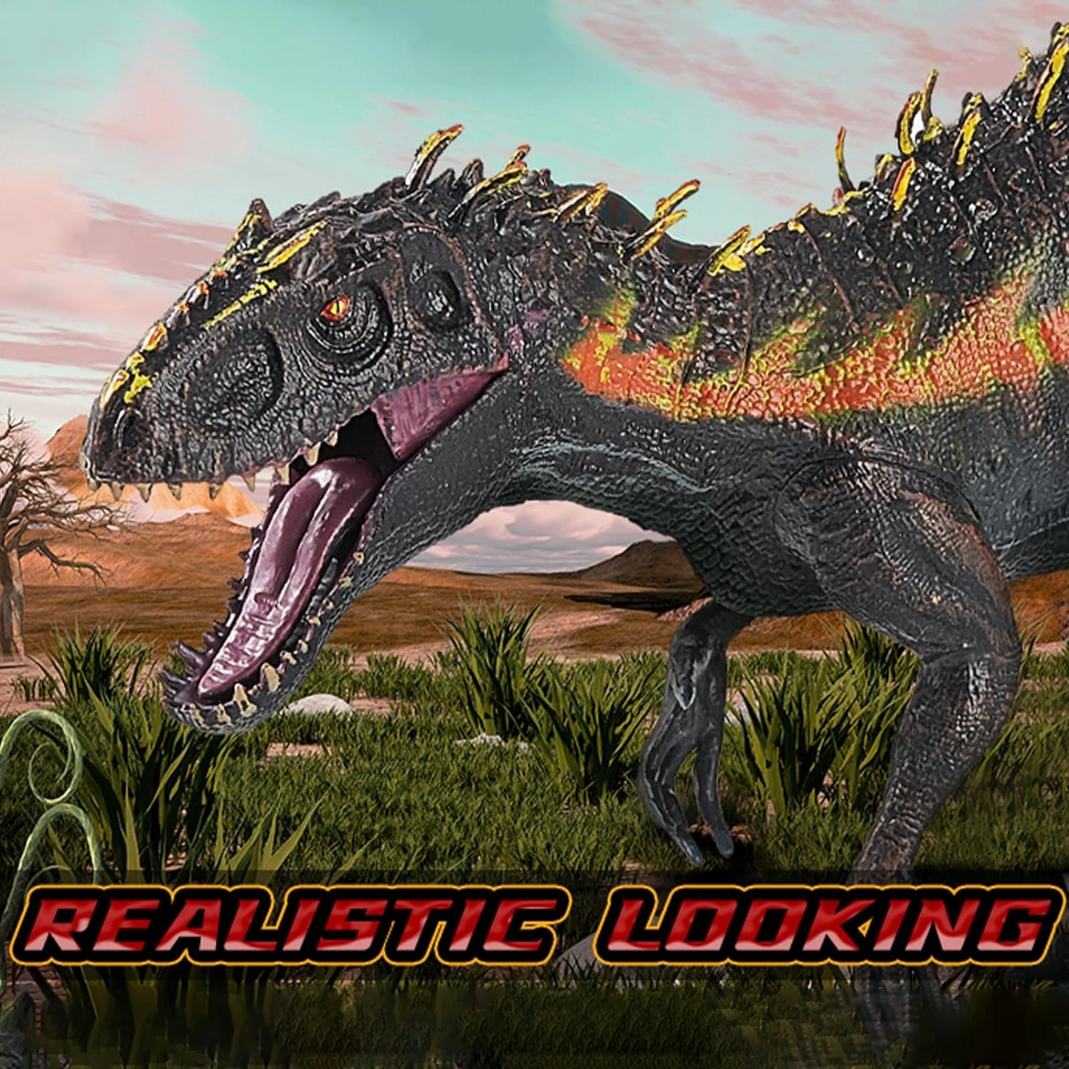 Large Realistic Tyrannosaurus Rex Toy, 15.7 inch T-REX Dinosaur Colletion, Kids' Play Dinosaur & Prehistoric Creature Figures with Moveable Jaw, Red, Ages 8 