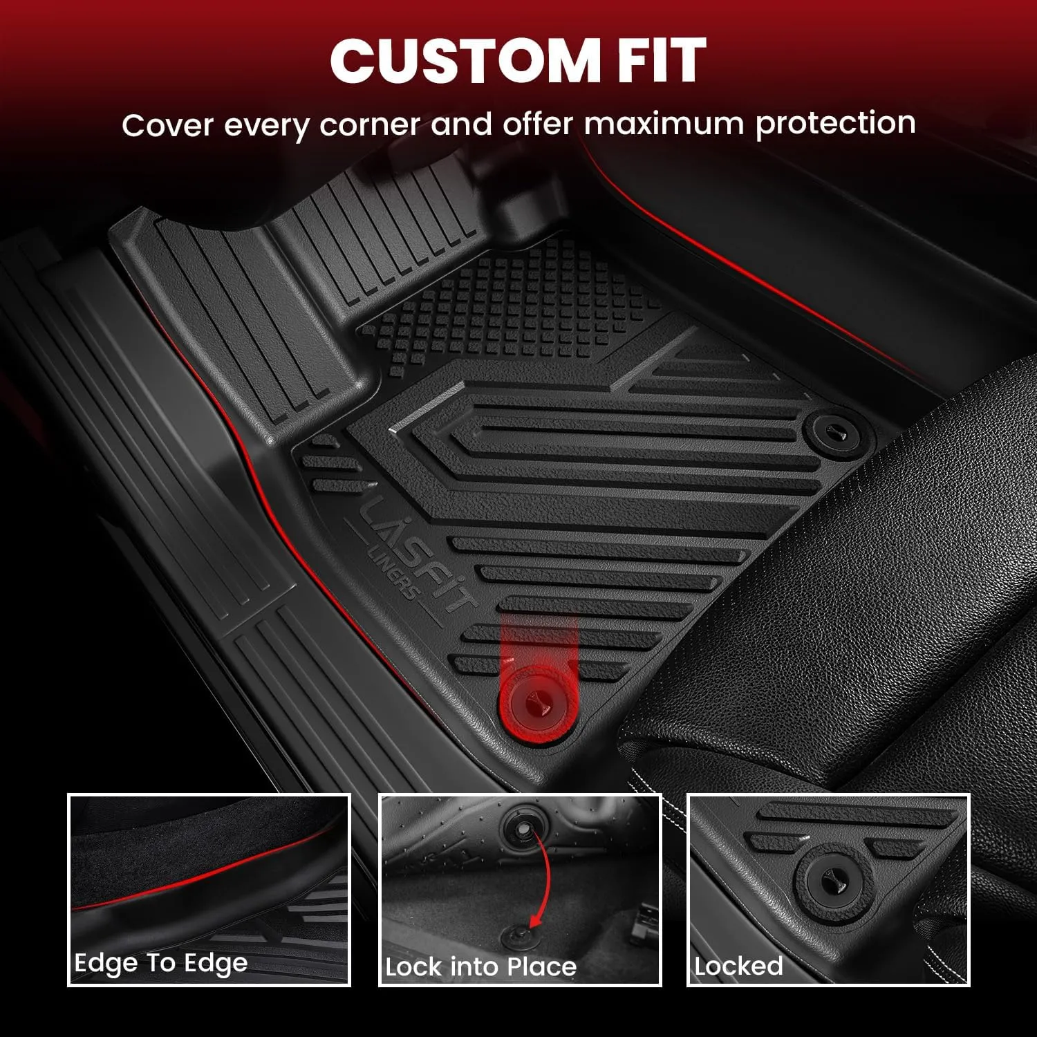 LASFIT Floor Mats & Cargo Liner for Chevrolet Chevy Blazer 2019-2021 (Gas Only), All Weather TPE Custom Fit Floor Mats for Cars (Fit Optional Cargo Management System), Car Mats Full Set, Black (4PCS)