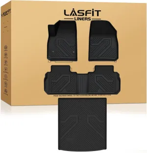LASFIT Floor Mats & Cargo Liner for Chevrolet Chevy Blazer 2019-2021 (Gas Only), All Weather TPE Custom Fit Floor Mats for Cars (Fit Optional Cargo Management System), Car Mats Full Set, Black (4PCS)