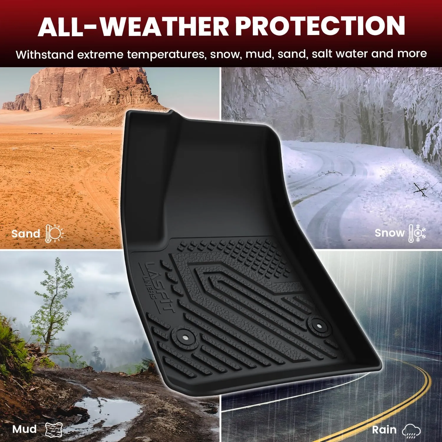 LASFIT Floor Mats & Cargo Liner for Chevrolet Chevy Blazer 2019-2021 (Gas Only), All Weather TPE Custom Fit Floor Mats for Cars (Fit Optional Cargo Management System), Car Mats Full Set, Black (4PCS)