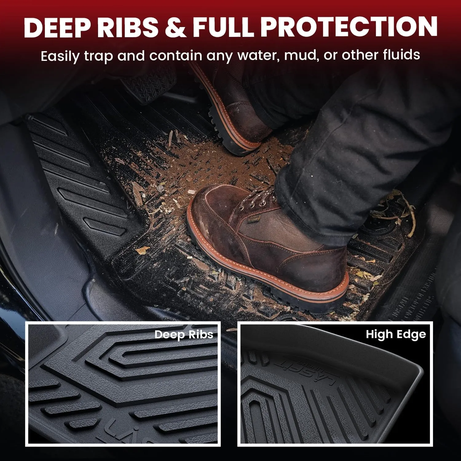 LASFIT Floor Mats & Cargo Liner for Chevrolet Chevy Blazer 2019-2021 (Gas Only), All Weather TPE Custom Fit Floor Mats for Cars (Fit Optional Cargo Management System), Car Mats Full Set, Black (4PCS)