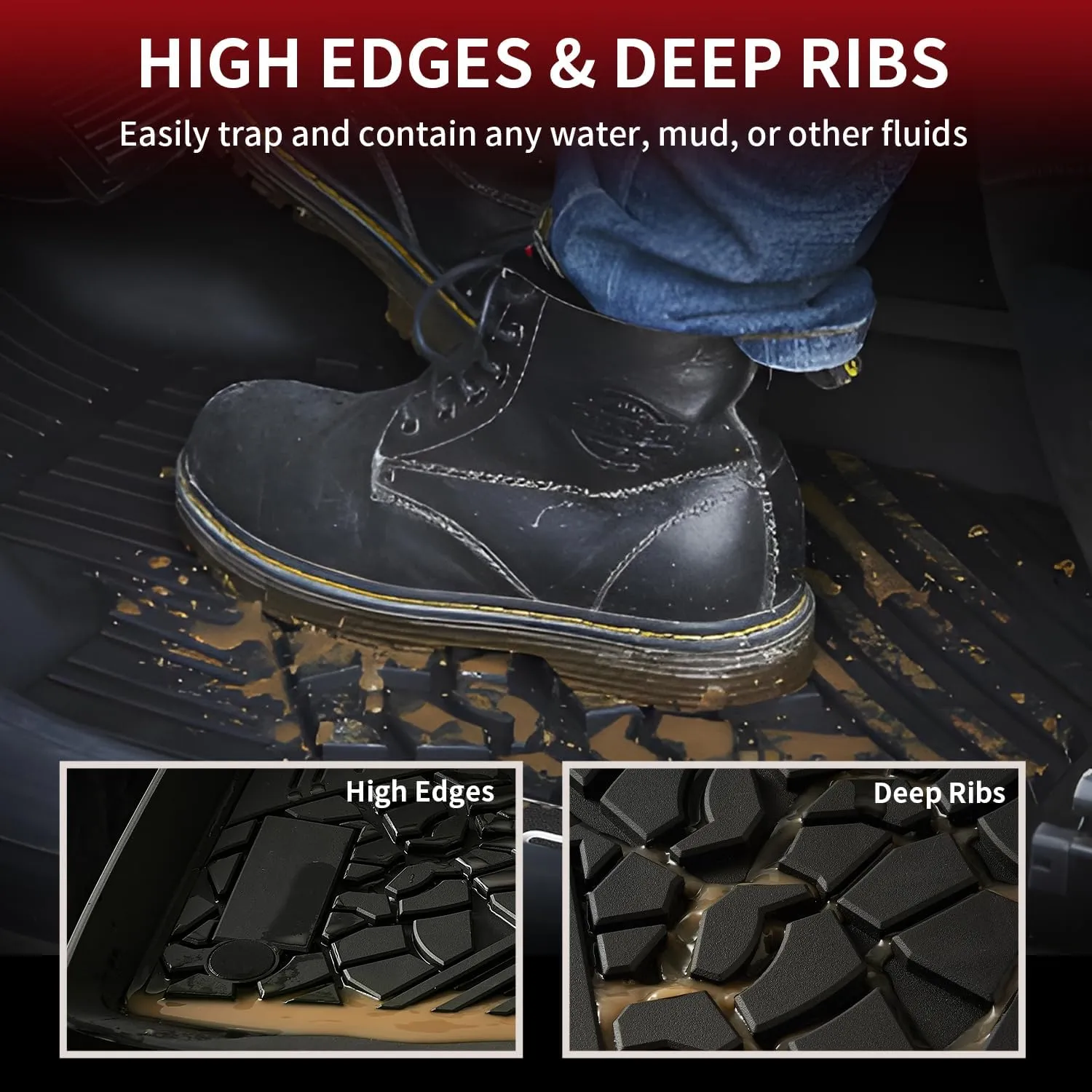 LASFIT Floor Mats & Trunk Mat for Jeep Grand Cherokee 2016-2021 Grand Cherokee WK 2022 All Weather TPE Custom Fit Car Cargo Liner Black
