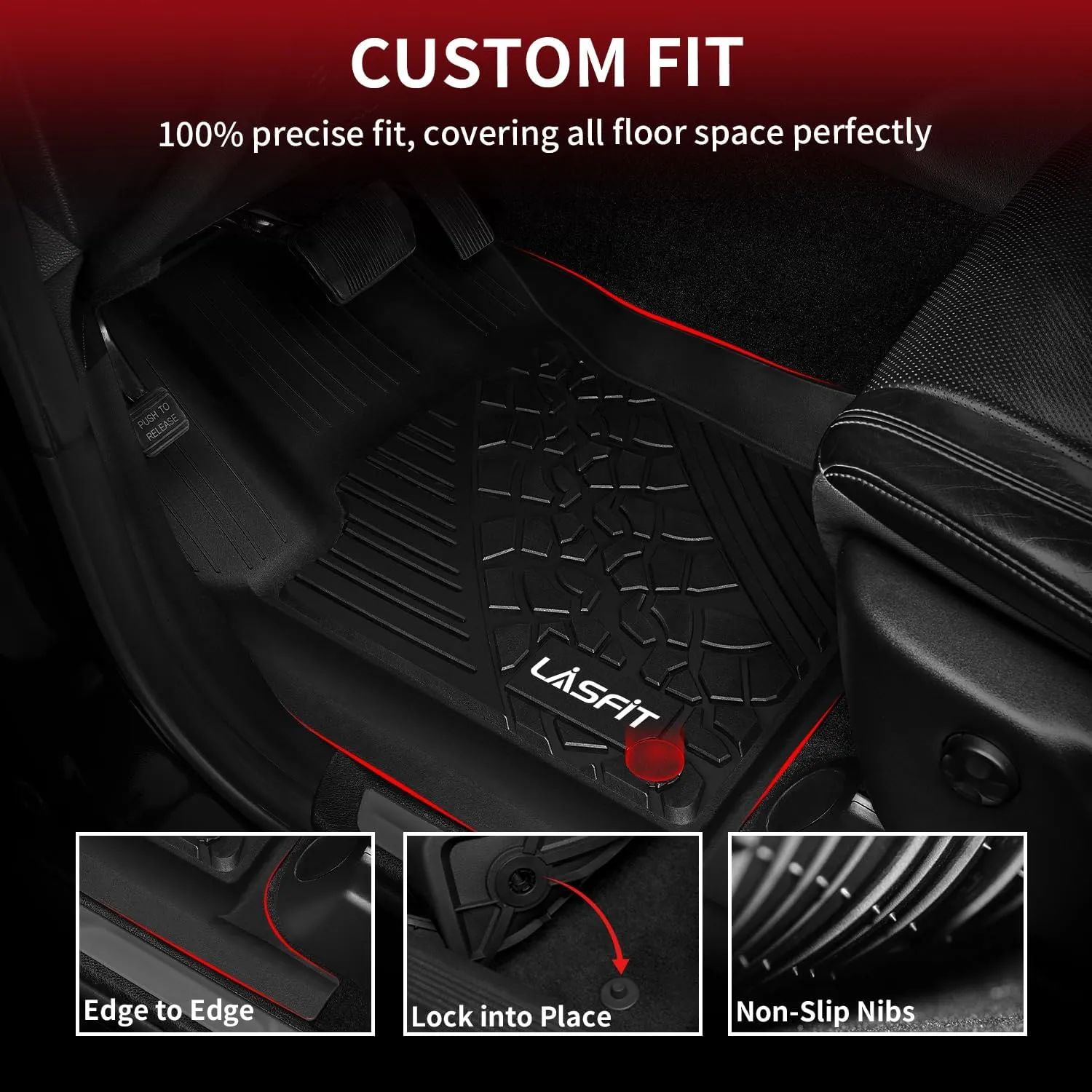 LASFIT Floor Mats & Trunk Mat for Jeep Grand Cherokee 2016-2021 Grand Cherokee WK 2022 All Weather TPE Custom Fit Car Cargo Liner Black