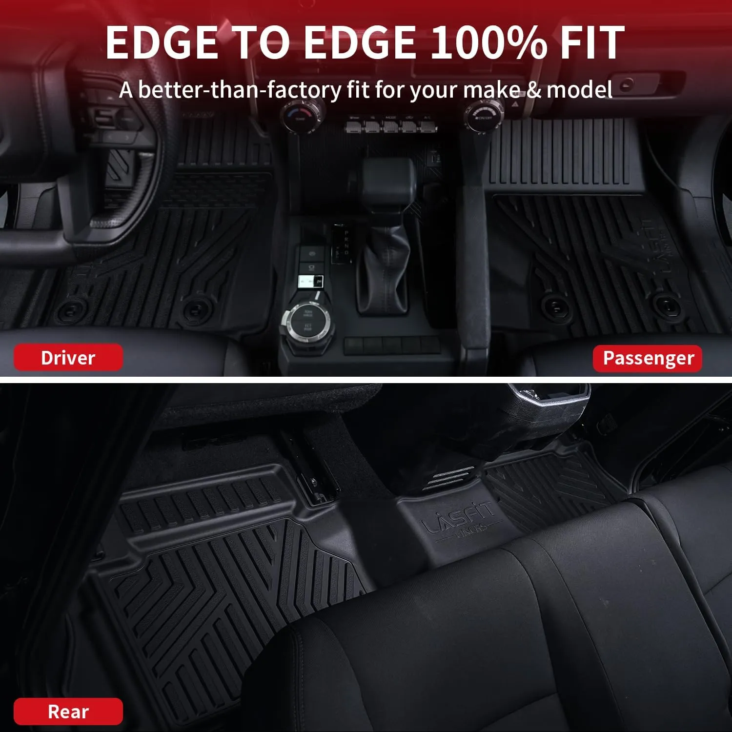 LASFIT Floor Mats Fit for Tacoma 2024-2025 Xtra Cab (Only Front Mats) All Weather Floor Liner TPE Custom Fit Car Mats Front Row Mats, Black
