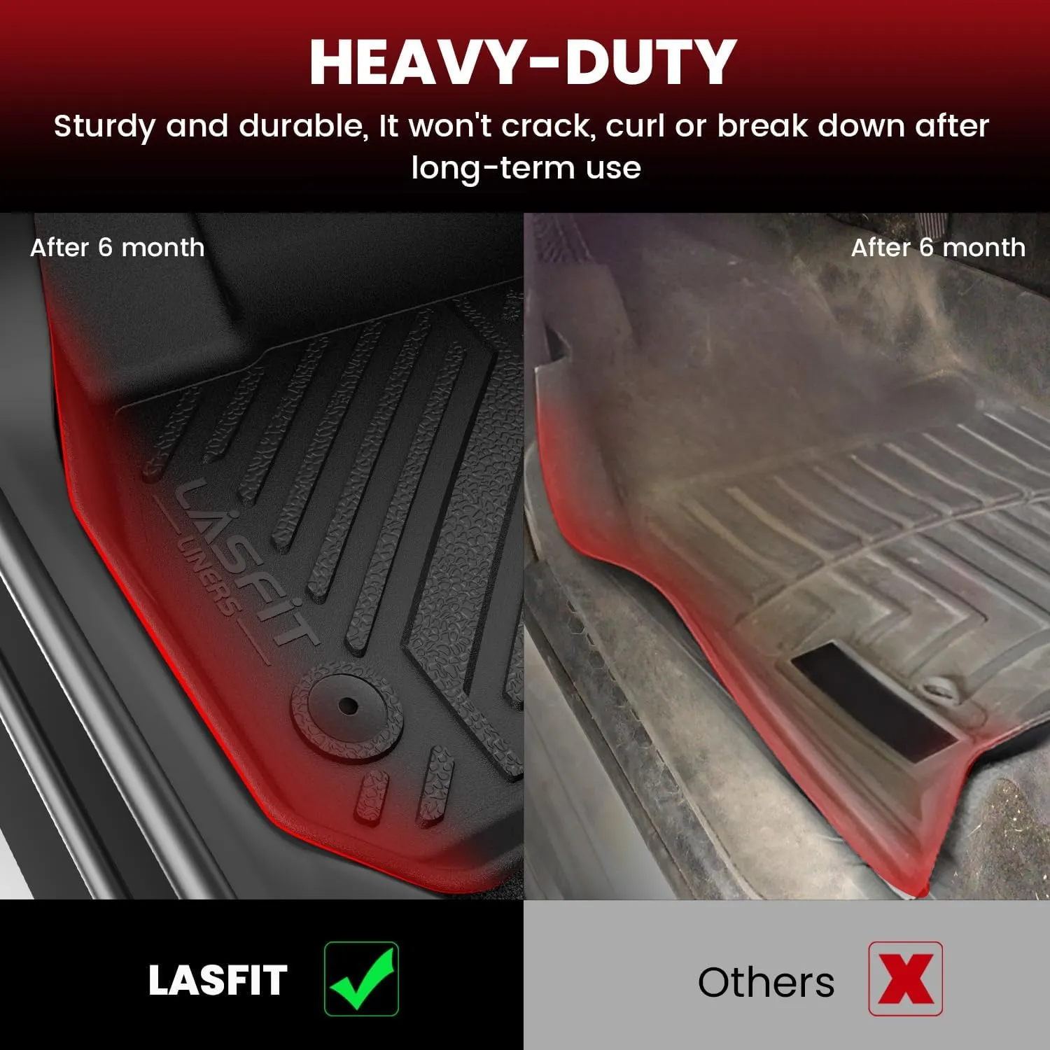 LASFIT Floor Mats for Toyota Tacoma 2005-2011 Access Cab All Weather Custom Fit Floor Liner for Tacoma Second Row Optional with Center Storage Box,TPE Mats Front&Rear 2 Row, Black(Fit Auto Trans)