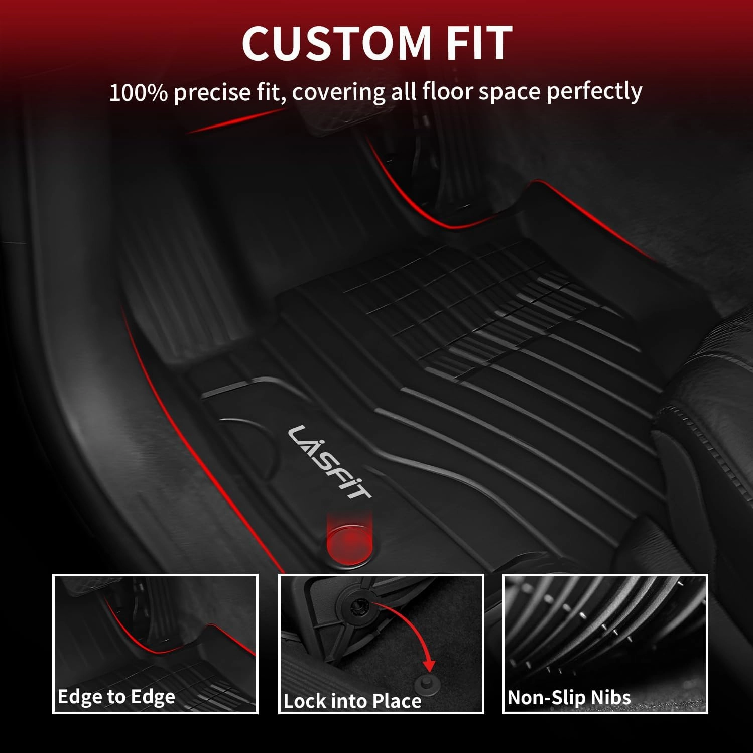 LASFIT Floor Mats & Trunk Mat for Mercedes Benz GLE 2020-2025 350/43 AMG/ 450/53 AMG/ 580/63 AMG S(Not Fit for Coupe), All Weather Custom Fit TPE Car Liners,1st & 2nd Row Floor & Cargo Liner,Black
