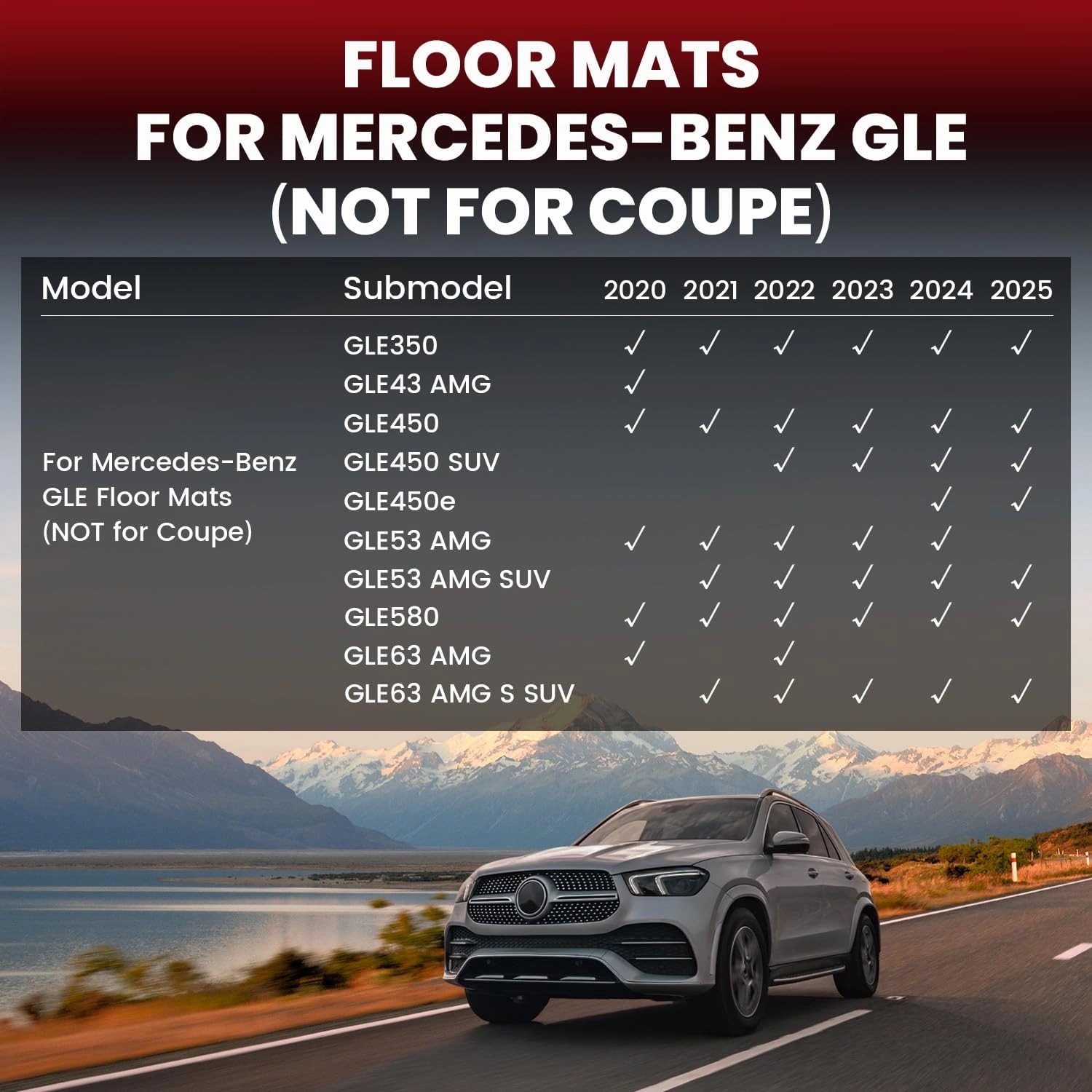 LASFIT Floor Mats & Trunk Mat for Mercedes Benz GLE 2020-2025 350/43 AMG/ 450/53 AMG/ 580/63 AMG S(Not Fit for Coupe), All Weather Custom Fit TPE Car Liners,1st & 2nd Row Floor & Cargo Liner,Black