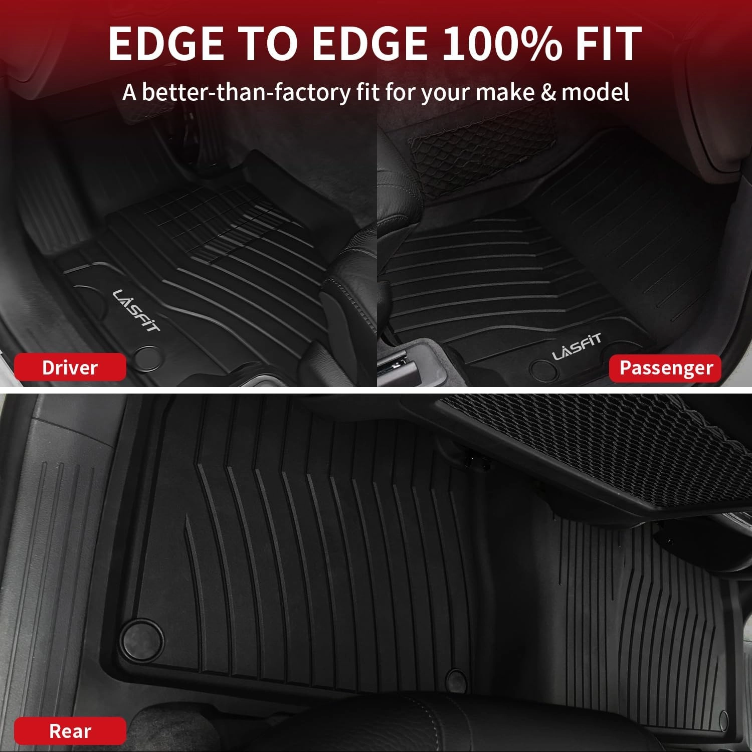 LASFIT Floor Mats & Trunk Mat for Mercedes Benz GLE 2020-2025 350/43 AMG/ 450/53 AMG/ 580/63 AMG S(Not Fit for Coupe), All Weather Custom Fit TPE Car Liners,1st & 2nd Row Floor & Cargo Liner,Black