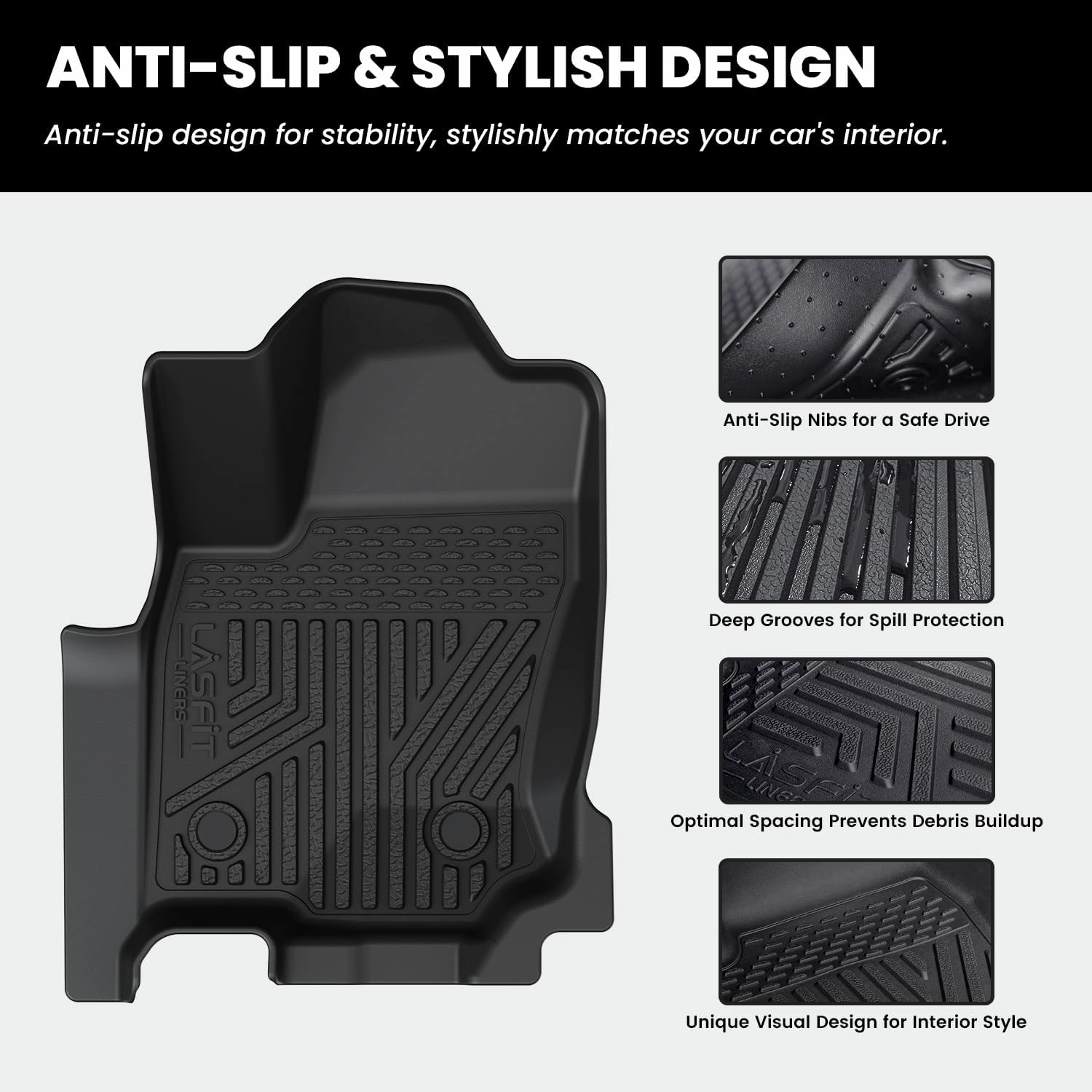 LASFIT Floor Mats for Toyota 4Runner 2025 5 Seats(Not for Hybrid), All Weather TPE Custom Fit Floor Liner for 4Runner SR5/TRD/Limited 6th gen Front&Rear 4 Runner Car Mats, Black