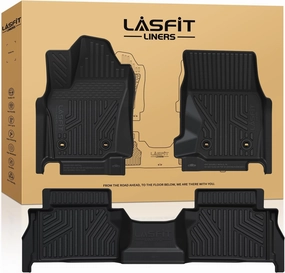LASFIT Floor Mats for Toyota Tacoma 2024 2025 Double Cab (Not fit Hybrid) All Weather Floor Liner for Tacoma TRD/SR/SR5/limited TPE Custom Fit Car Mats Front&Rear 2 Row Mats,Black (Automatic Trans)