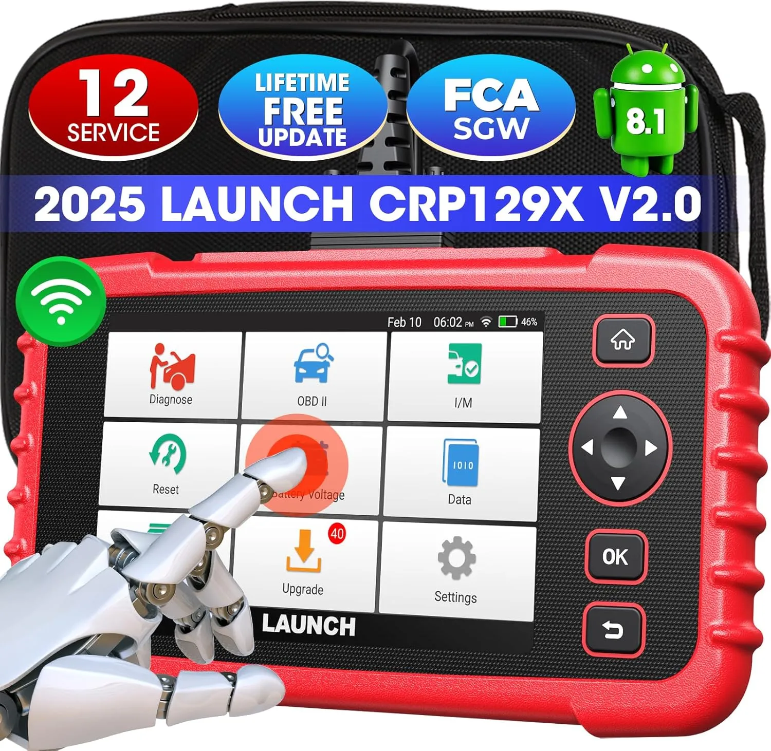 LAUNCH Scanner CRP129X V2.0 Elite (Upgrade of CRP123X), 12 Reset Scan Tool, Lifetime Free Update, FCA SGW Car Scanner,ABS SRS Transmission,Check Engine Code Reader,AutoVIN,Battery Test, 5 Years Backup