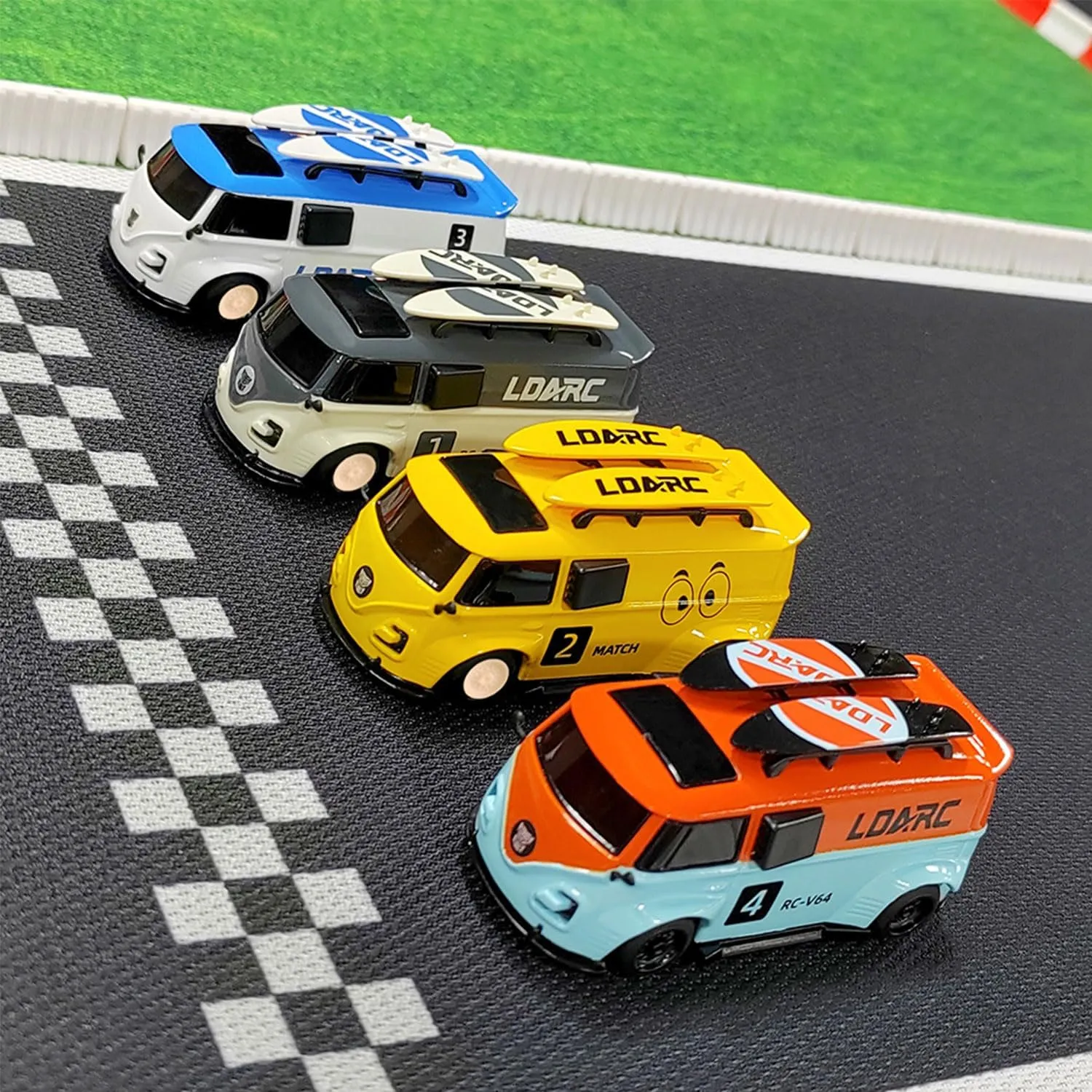 LDARC 1:64 Scale Mini RC Sports Car 2.4Ghz Ideal for Racing Enthusiasts, Racing Remote Contrl Model with RGB Lights Comes with DIY Interchangeable Body Case（Orange）