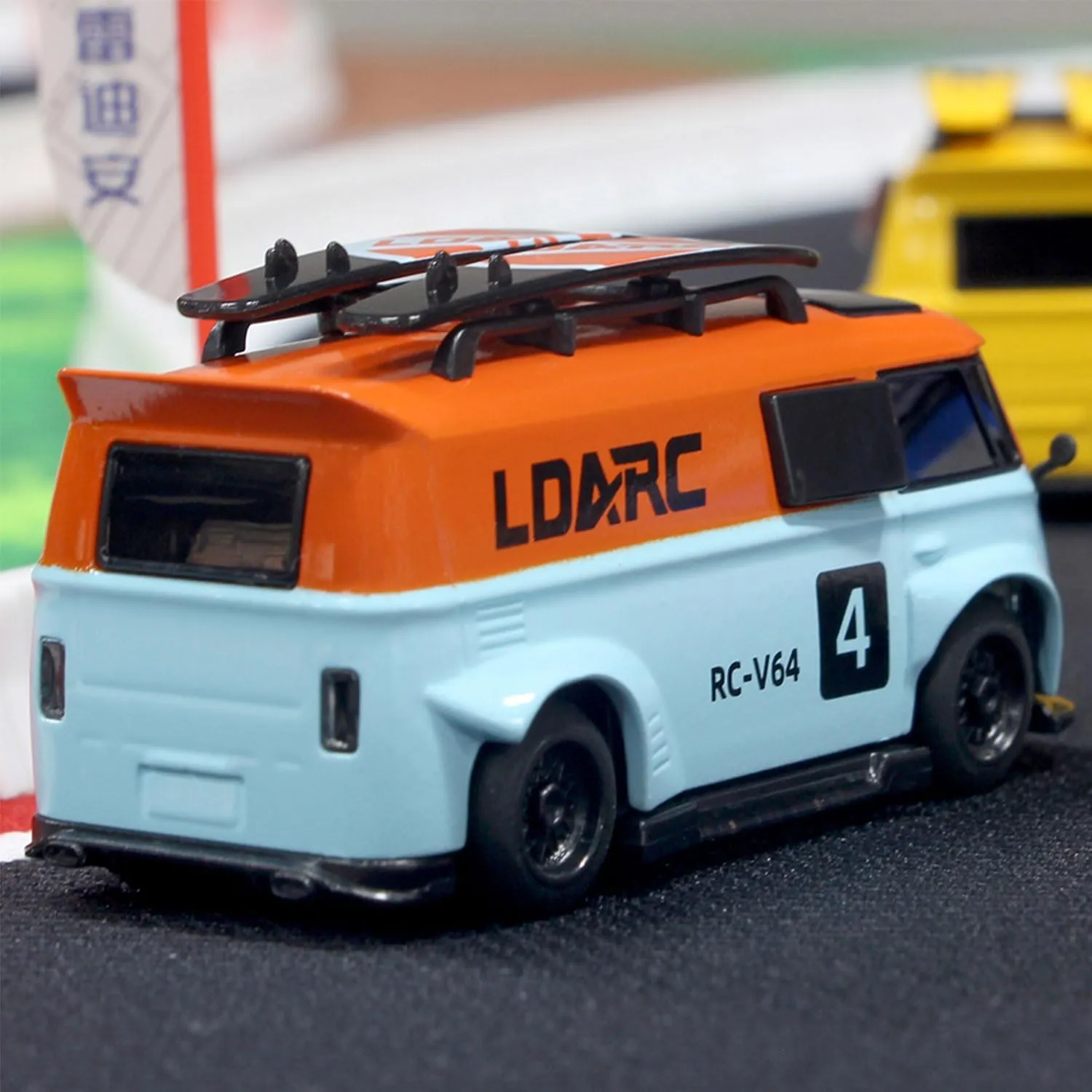 LDARC 1:64 Scale Mini RC Sports Car 2.4Ghz Ideal for Racing Enthusiasts, Racing Remote Contrl Model with RGB Lights Comes with DIY Interchangeable Body Case（Orange）