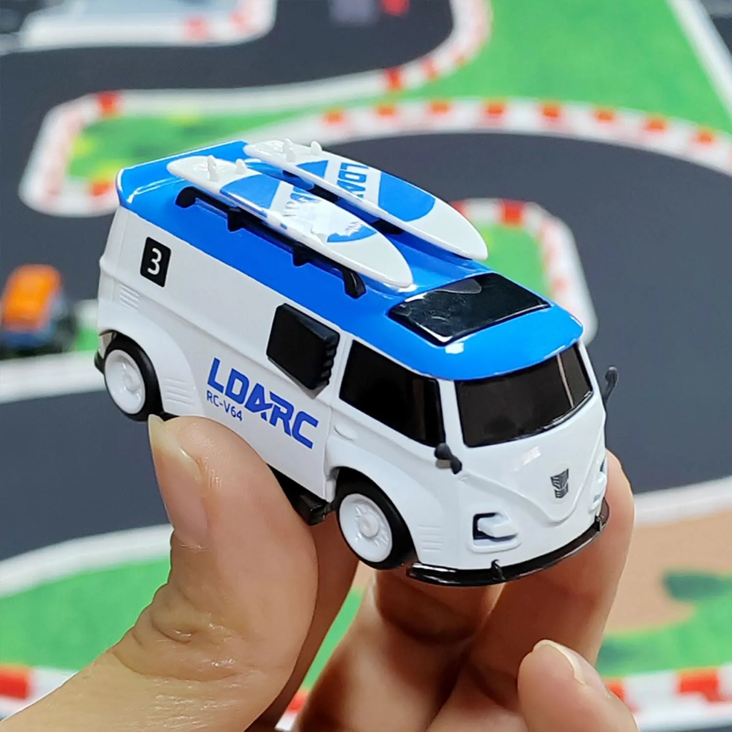 LDARC 1:64 Scale Mini RC Sports Car 2.4Ghz Ideal for Racing Enthusiasts, Racing Remote Contrl Model with RGB Lights Comes with DIY Interchangeable Body Case（Orange）