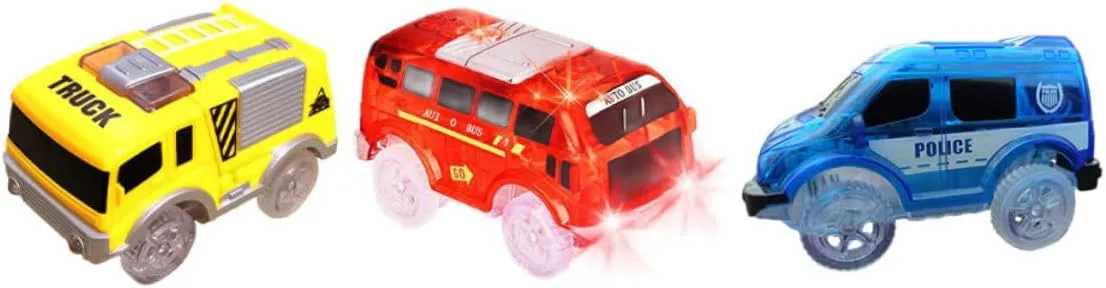 Led Light- Car Toys for Boys and Girls 3pcs Mini Electric Car Tracks No Battery Needed
