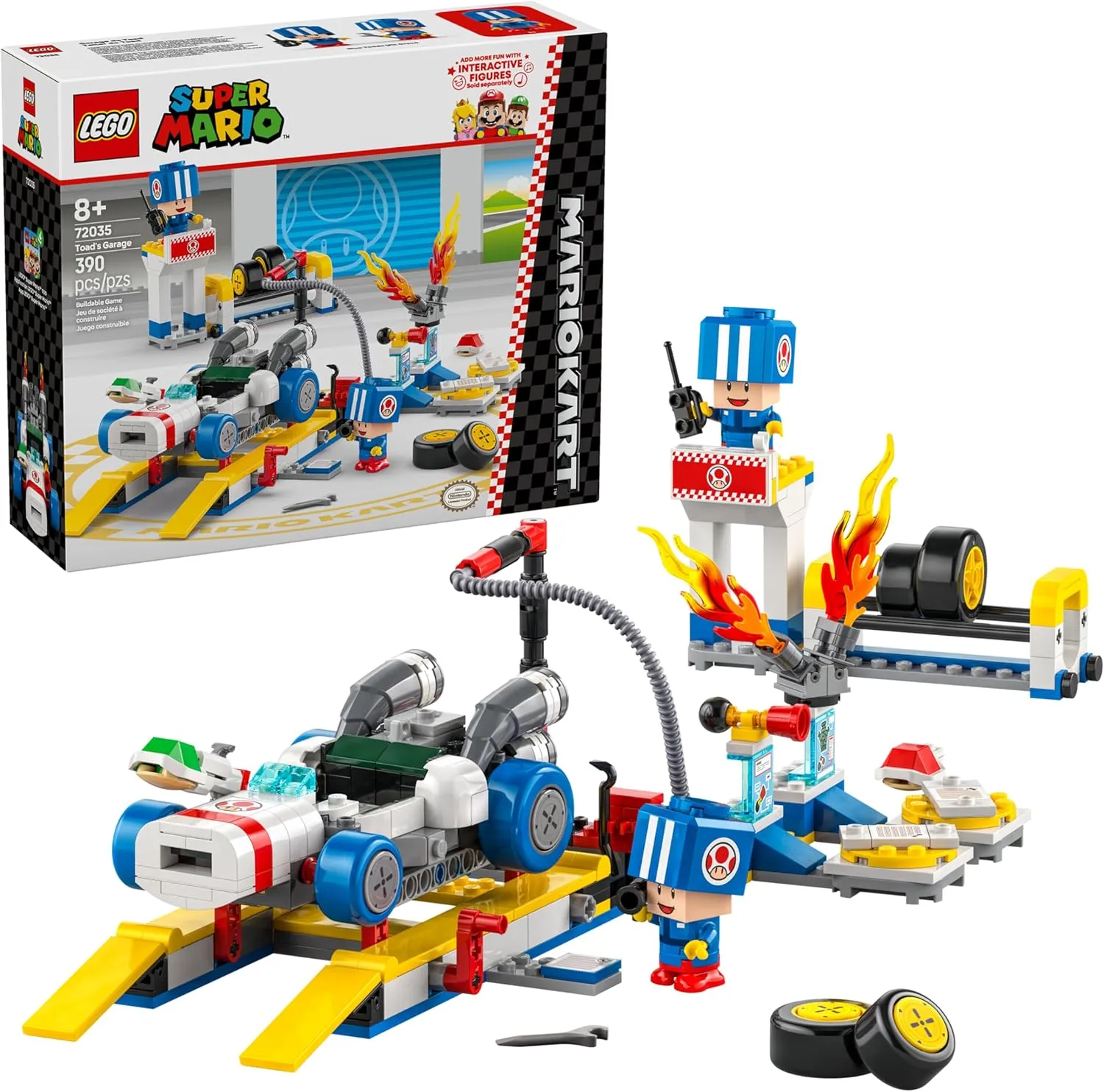 LEGO Super Mario: Mario Kart Toad's Garage - Nintendo Toy Building Set for Kids, Boys & Girls, Ages 8  - Collectible Mario Kart Toy for Fans with 2 Blue Toad Figures - Gift Idea for Birthdays - 72035