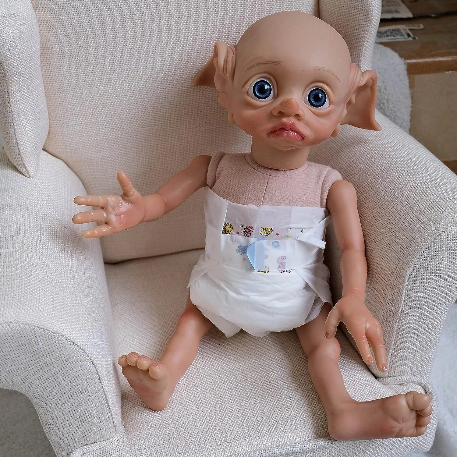 Lifelike Reborn Baby Dolls 17 inch Cute Reborn Realistic Newborn Elf Baby Doll Fairy Doll Soft Body Handmade Toddler Girl Toys