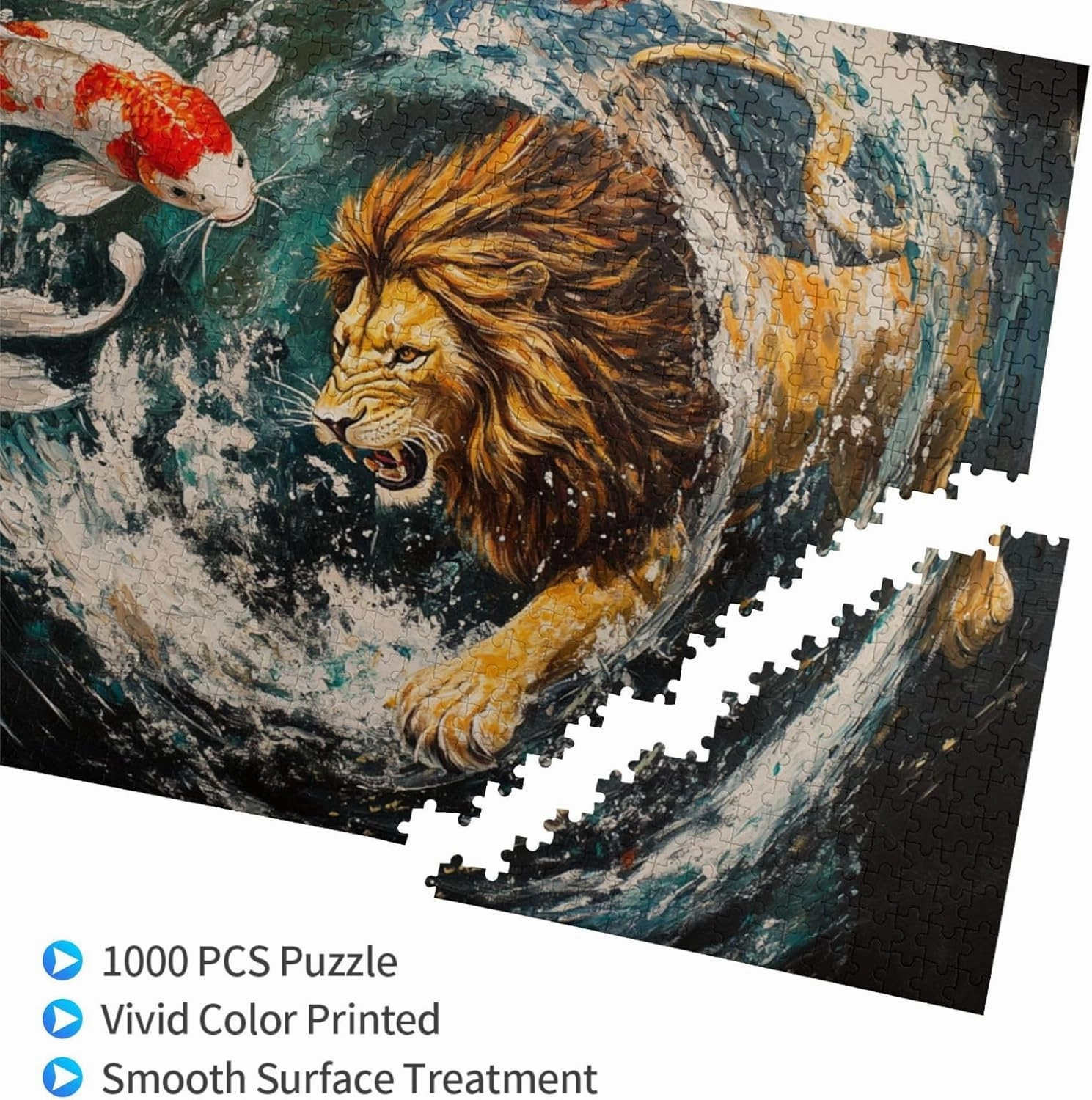 Lion and Fish Jigsaw Puzzle 1000 Piece for Adults & Kids, Wall Hanging Puzzles Intellectual Decompressing Fun Family Game Large Puzzle Game Toys Gifts