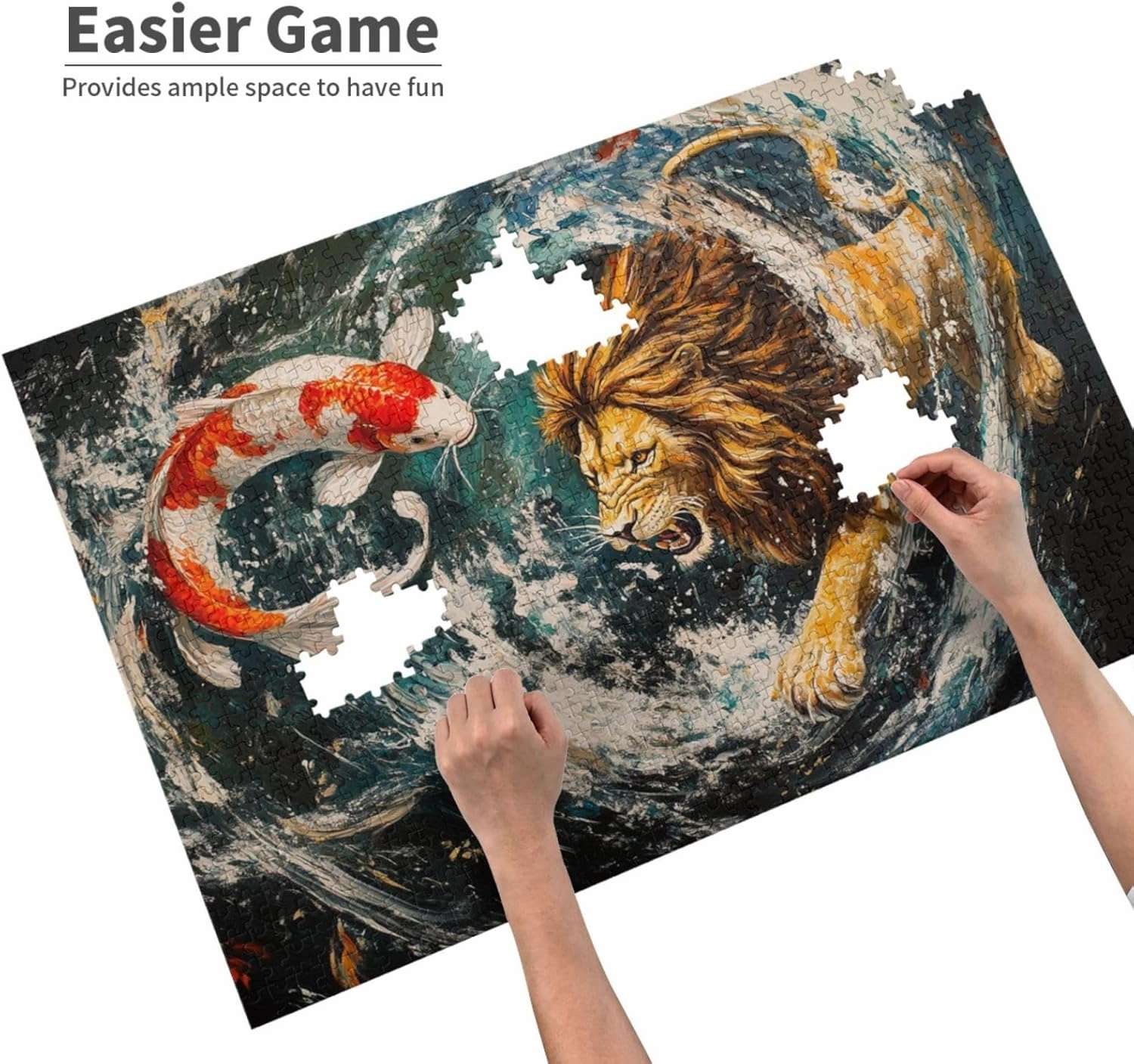 Lion and Fish Jigsaw Puzzle 1000 Piece for Adults & Kids, Wall Hanging Puzzles Intellectual Decompressing Fun Family Game Large Puzzle Game Toys Gifts