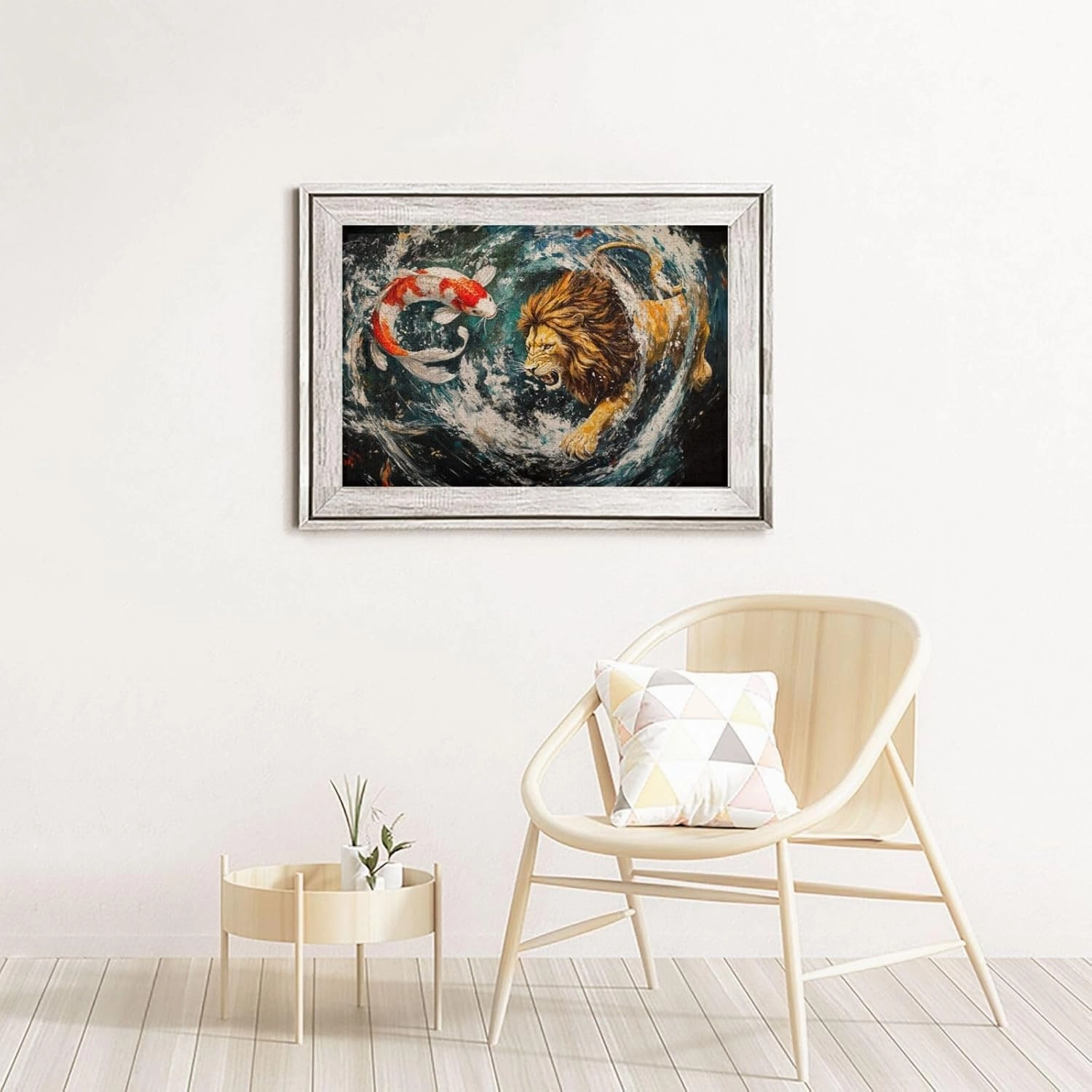 Lion and Fish Jigsaw Puzzle 1000 Piece for Adults & Kids, Wall Hanging Puzzles Intellectual Decompressing Fun Family Game Large Puzzle Game Toys Gifts