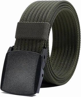 LionVII Men's Nylon Work Belts - Breathable Webbing Canvas Belt with Plastic Buckle, Adjustable Trim to Fit 28-49" Waist