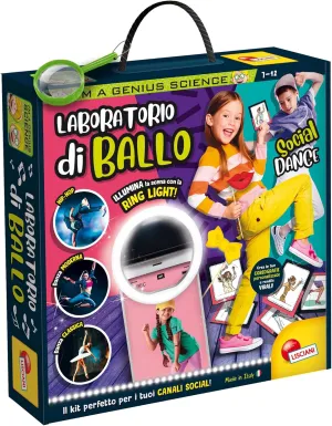 Lisciani Giochi- I'm a Genius Social Dance Laboratory, Portable Ring Light, Selfie Stick, Multicoloured, 97357