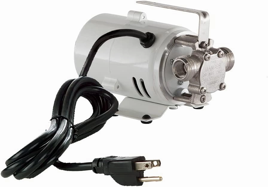 Little Giant Model #365, 12 Volt DC, 300 GPH, Plated Brass Non-Submersible Utility Pump with 6-Ft. Leads and Battery Clips, White, 555602