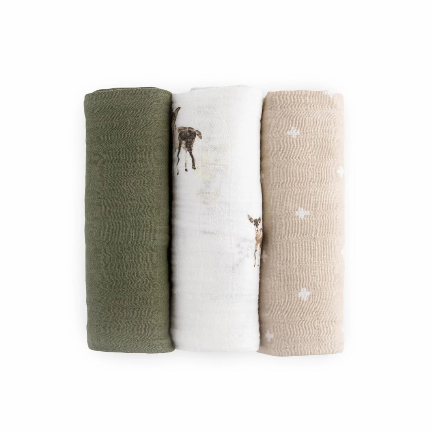 Little Unicorn Premium Muslin Swaddle Blanket 3 Pack | for swaddling, Play, Nursing & More | Giftable Set of 3 (Oh Deer 2)