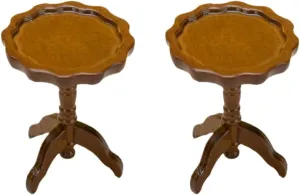 LOGOFUN 2 Pcs Miniature Wooden Table 1:12 Scale Round End Table Model Dollhouse Furniture Accessories