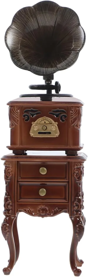 LOGOFUN Miniature Retro Phonograph Set Mini Retro Gramophone with Sound for Dollhouse Home Desktop Collectible Cabinet Decor - 1.7 * 1.3 & 2.3 * 1.1in
