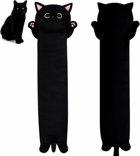 Long Black Cat Plush Pillow, 40.5" Cute Black Cat Stuffed Animal Plushie, Kawaii Cat Toys Throw Pillow for Kids, Home Decorations