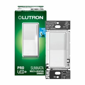 Lutron Sunnata Pro LED  Touch Dimmer Switch, for 500W ELV/MLV, 250W LED, Single Pole/3-Way, Neutral Required, ST-PRO-N-WH, White