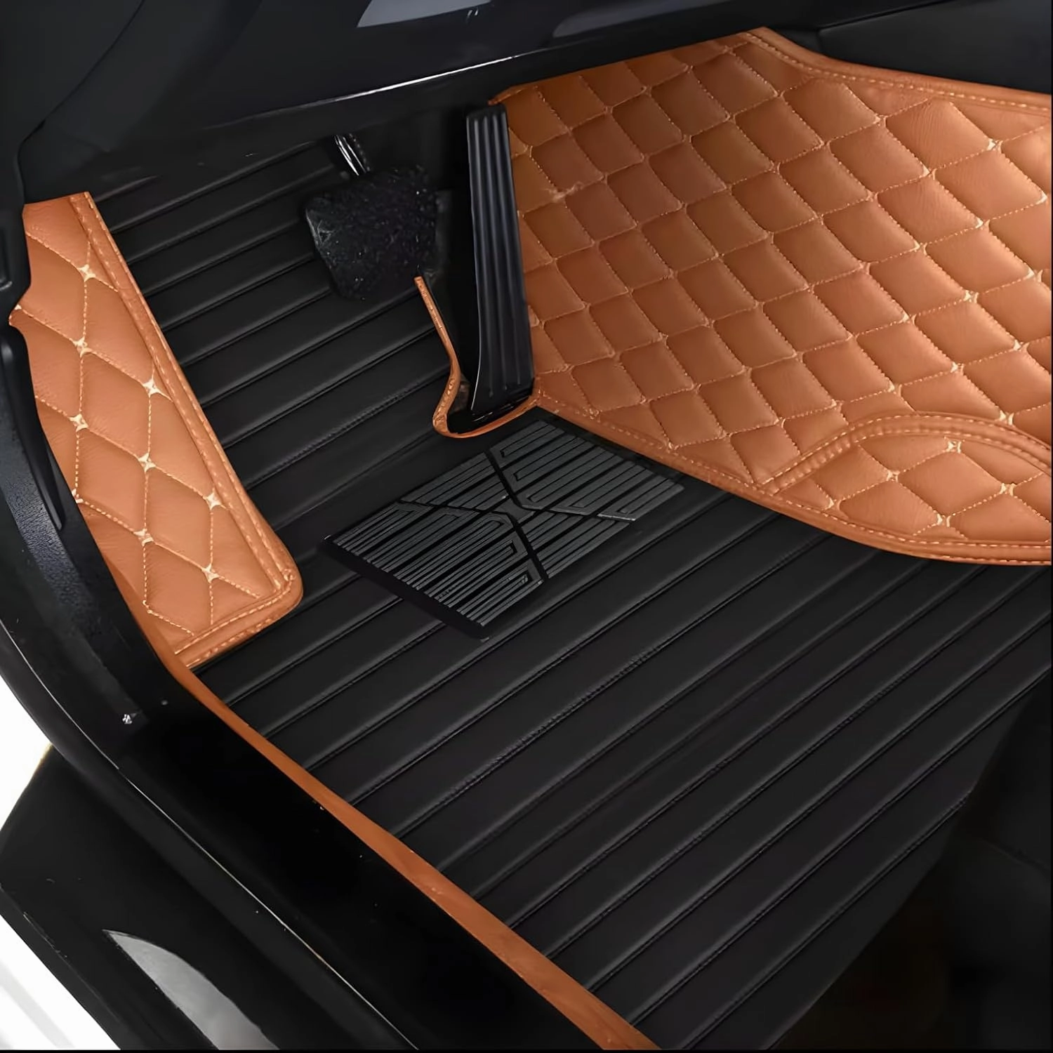 Luxury Leather Car Floor Mats for 2015-2016 Hyundai Genesis- All-Weather, Easy to Clean, Premium Interior Protection (Beige)