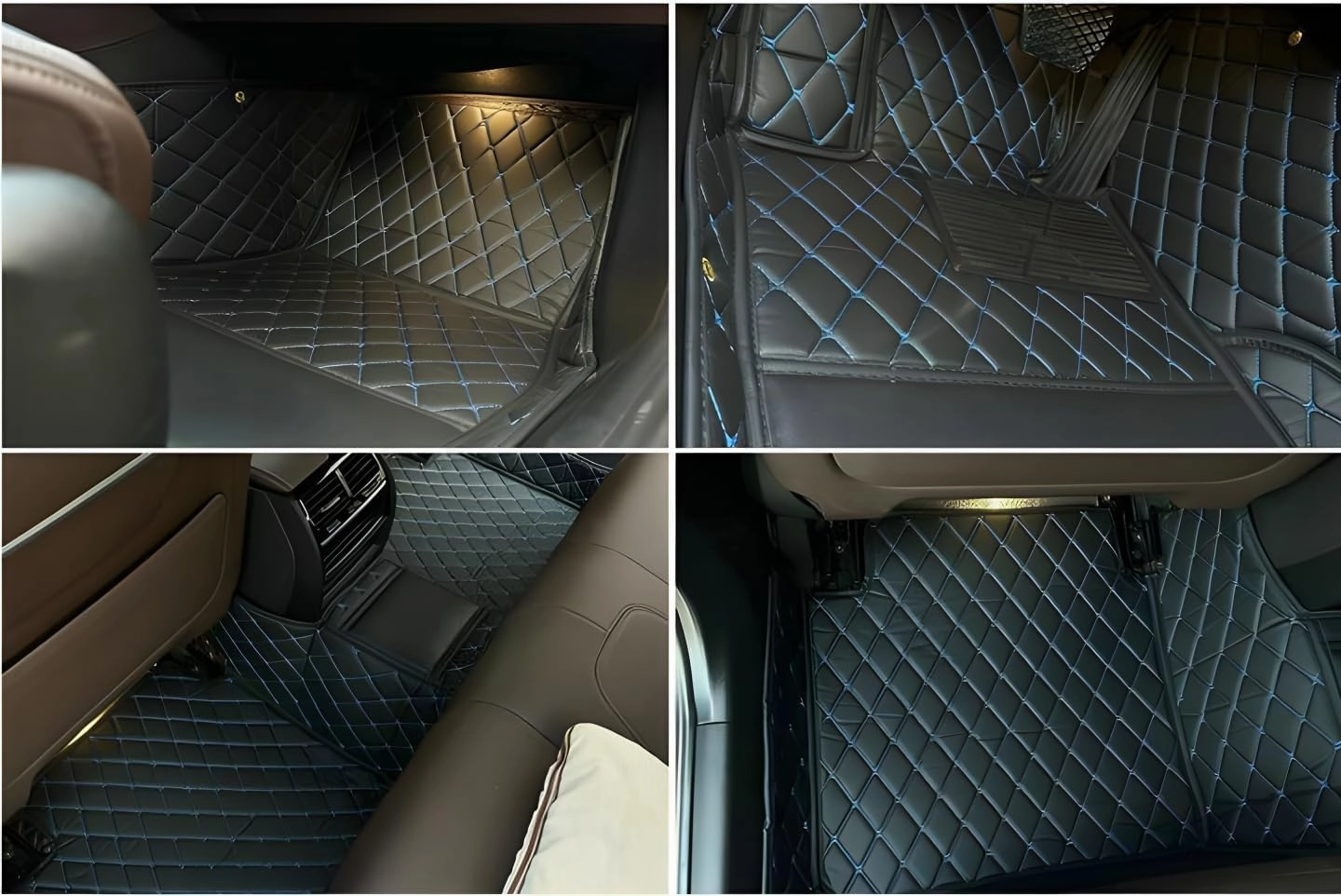 Luxury Leather Car Floor Mats for 2015-2016 Hyundai Genesis- All-Weather, Easy to Clean, Premium Interior Protection (Beige)