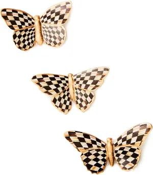 MACKENZIE-CHILDS Set of 3 Decorative Magnets, Magnetic Art for Metal Items and Refrigerator Decor, Courtly Check Butterfly