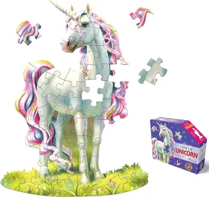 Madd Capp: I Am Lil' Unicorn - 48 Piece Puzzle - Kids Magical Creature-Shaped Jigsaw, 17x22 Size, Poster Reference, Educational Fun Fact Booklet