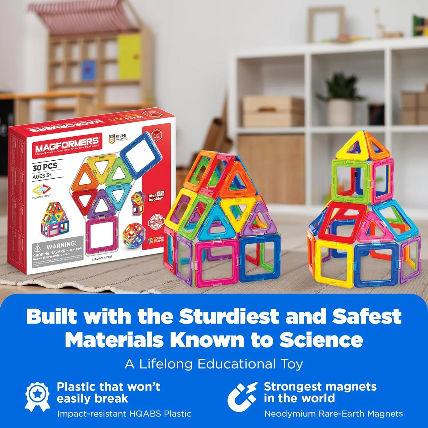 Magformers Rainbow 30 Piece Set - Magnetic Tiles Building Blocks, Educational Kit, STEM Toy Set - Magnetic Building Tiles for Kids to Develop Problem-Solving Abilities and Shape Recognition