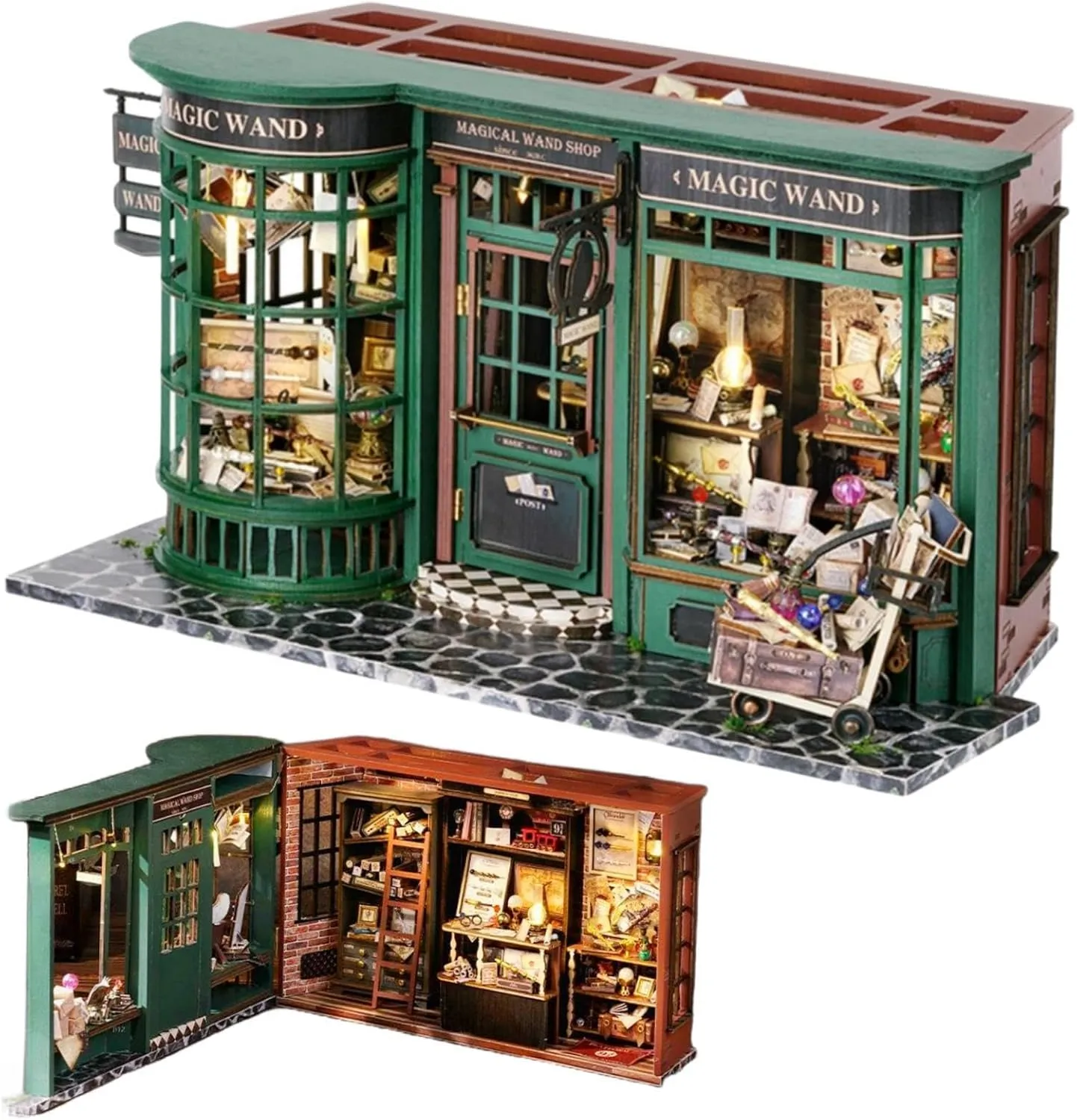 Magic Shop DIY Miniature House Model Kit Creative Ornaments DIY Dollhouse with LED Light, Magic House Gift
