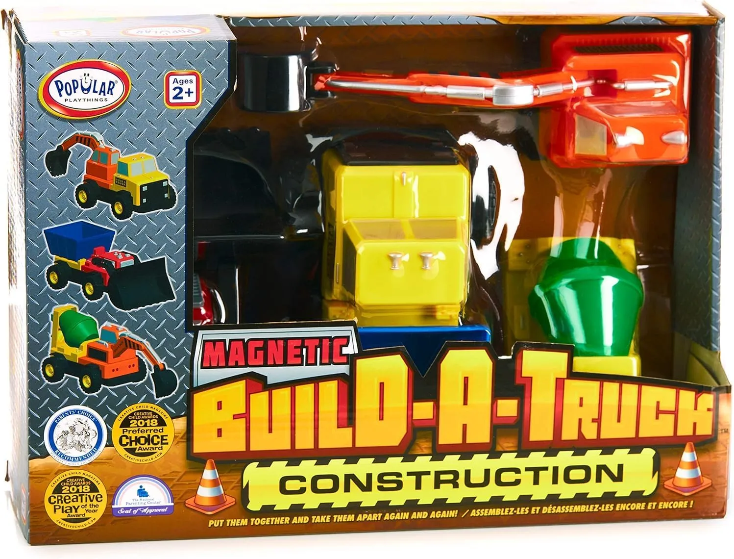 Magnetic Build-A-Truck Construction Magnetic Toy Play Set, 5 Pieces