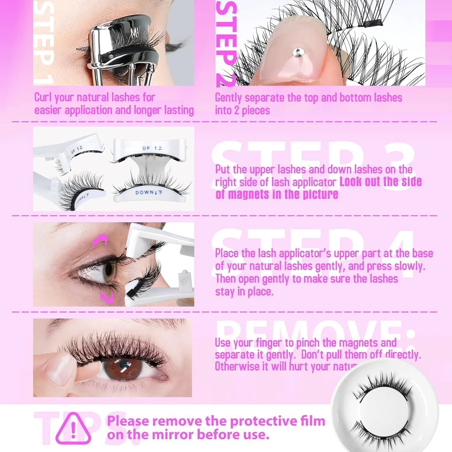 Magnetic Eyelashes with Applicator,2025 New Reusable Magnetic Eyelashes Natural Look No Glue or Liner Needed,Upgraded Soft Lashes for Daily Use(Natural Camellia Devli Simple)
