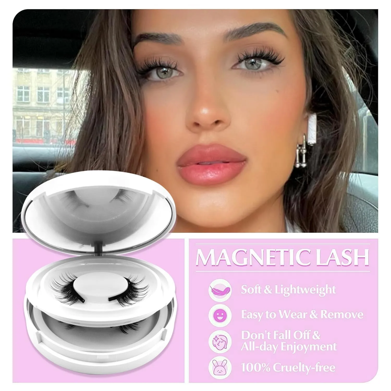 Magnetic Eyelashes with Applicator,2025 New Reusable Magnetic Eyelashes Natural Look No Glue or Liner Needed,Upgraded Soft Lashes for Daily Use(Natural Camellia Devli Simple)