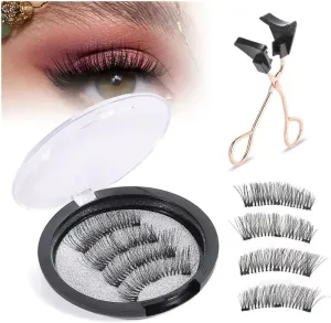 Magnetic Eyelashes Without Eyeliner 2 Pairs 3D Natural Look False Lashes No Glue, Reusable & Light Weight Magnetic Eyelashes Without Eyeliner (Color : Set 2)